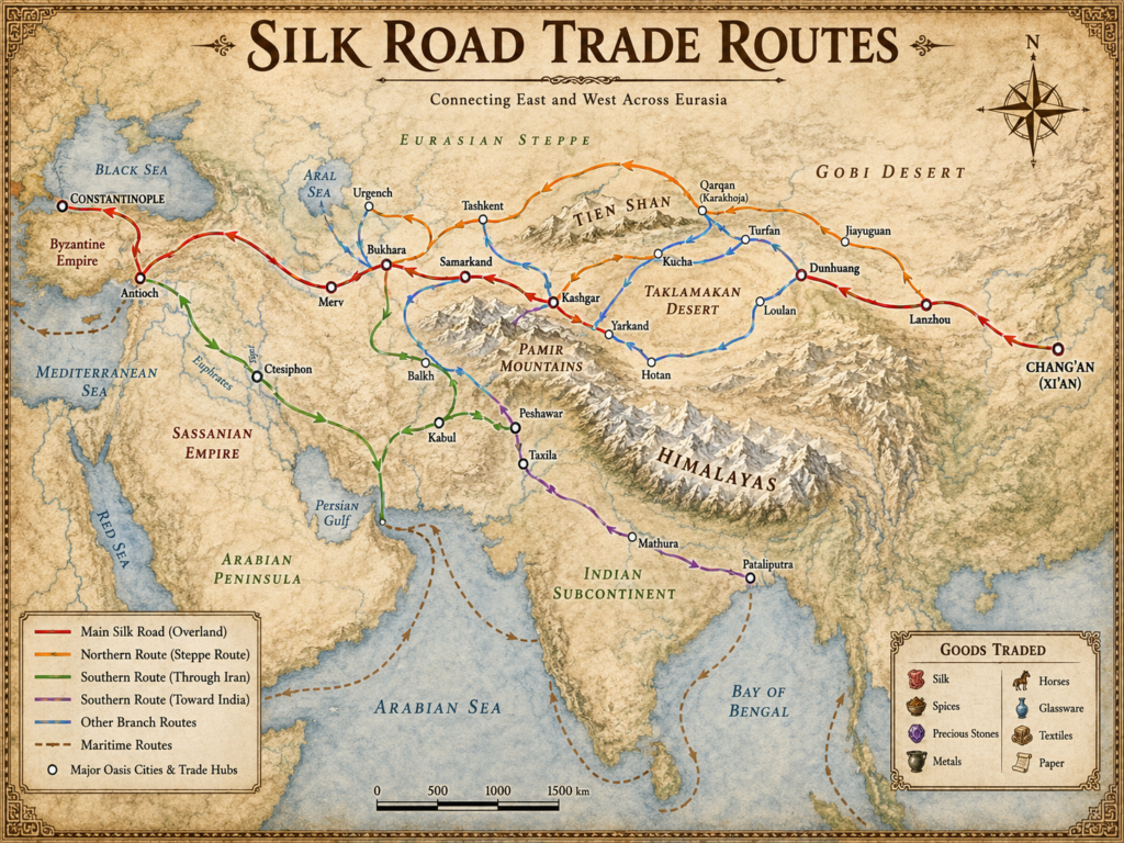 Silk road trade routes
